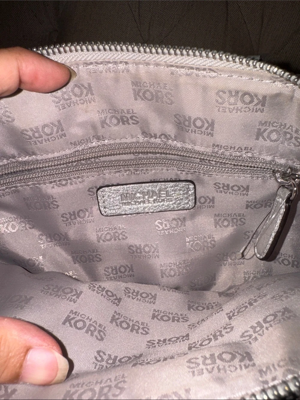 Michael Kors Silver Metallic Studded Satchel